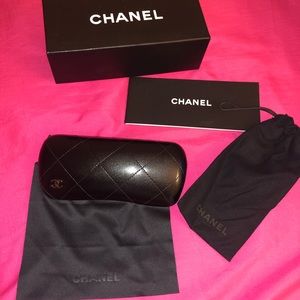Auth CHANEL Glasses Case Set